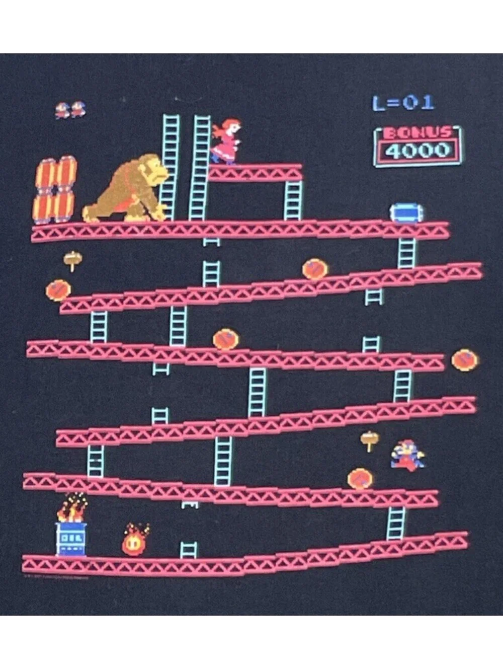 Vintage Donkey Kong Nintendo Arcade Video Game Graphic Black T-shirt Mens Size S